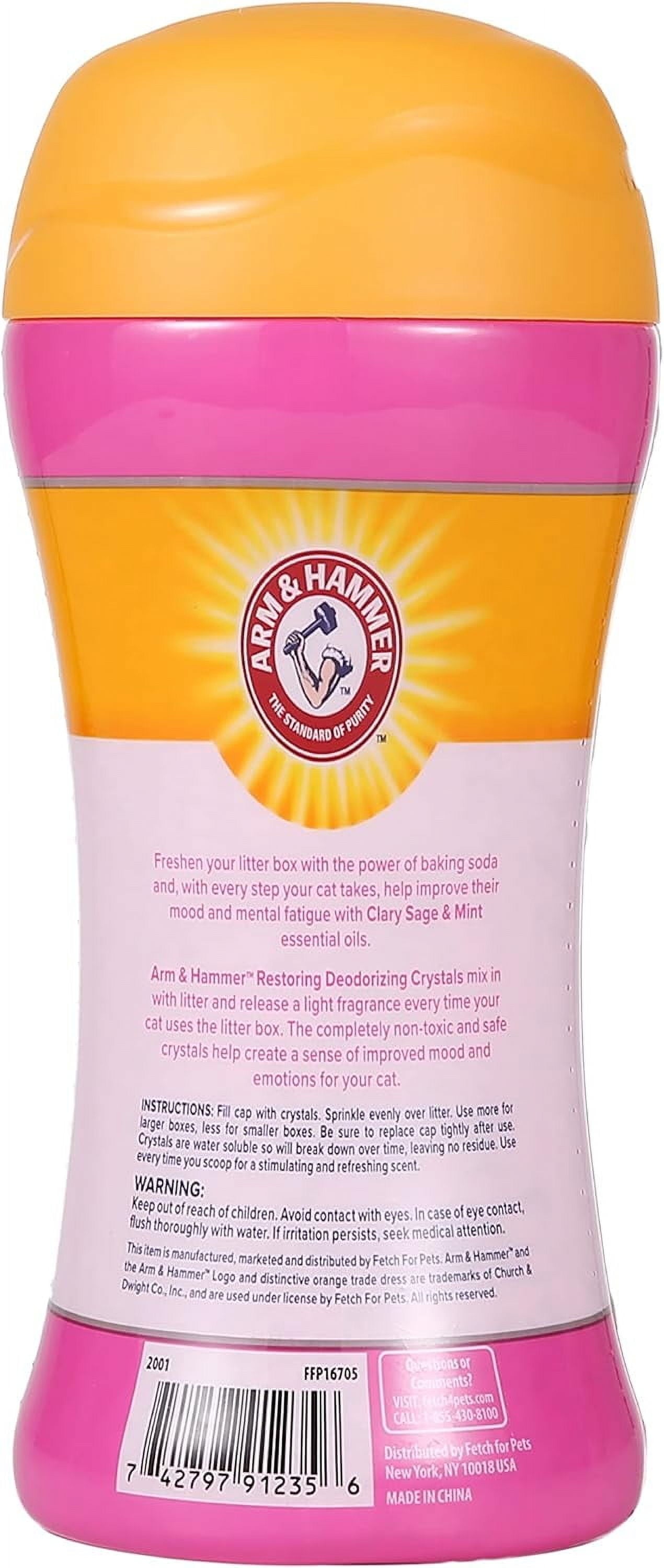 (2 Pack) Deodorizing Cat Litter Crystals for Litter Boxes, Clary Sage & Mint Scent 15 Oz.
