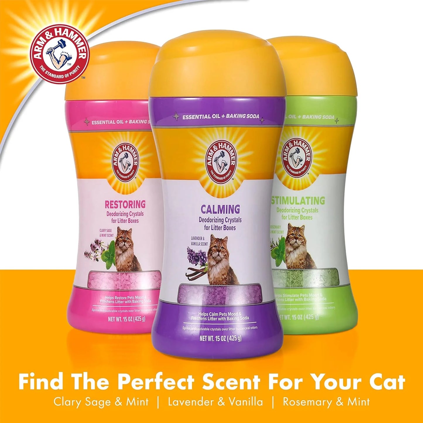 (2 Pack) Deodorizing Cat Litter Crystals for Litter Boxes, Clary Sage & Mint Scent 15 Oz.