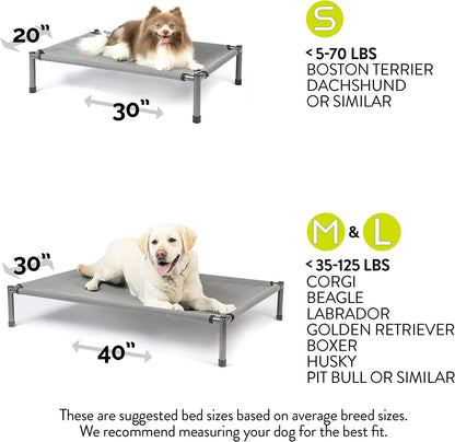 Raised Rest Deluxe Elevated Dog Bed (Outdoor Dog Bed That Is a Washable Dog Bed -Great Raised Dog Bed, Large Dog Bed- X-Large Dog Bed) 40X30X6.99-Holds 125 Lbs-Gray